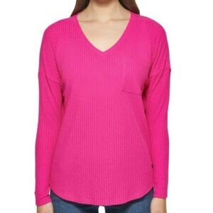 Calvin Klein Long Sleeve Waffle Knit Top - Pink